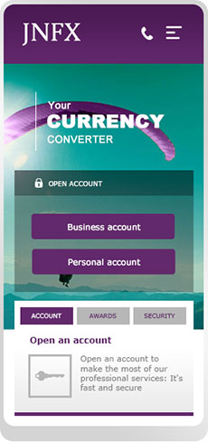 Mobile website design for forex